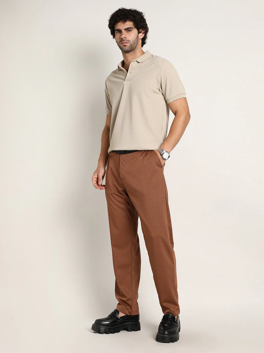 Lightweight - Micro-Check Chino Trousers - Image 5