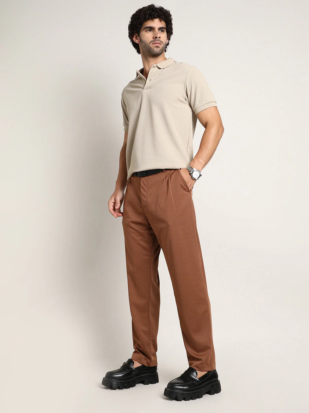 Lightweight - Micro-Check Chino Trousers - Image 6