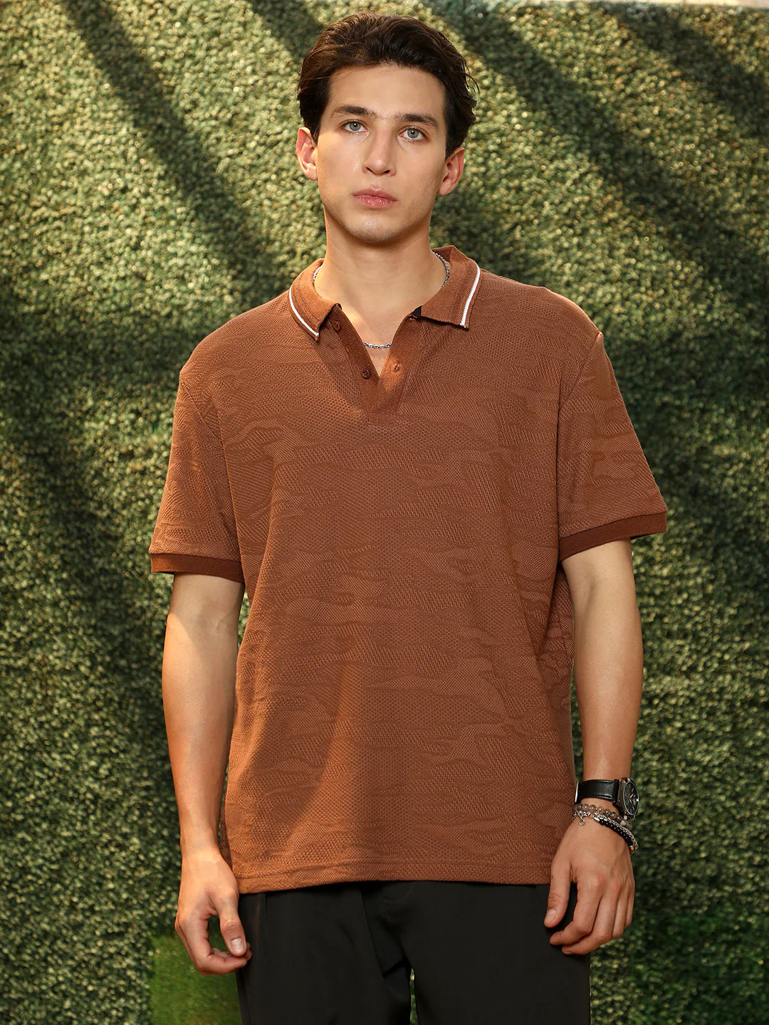 Tactile-Knitted Polo T-Shirt - Image 2