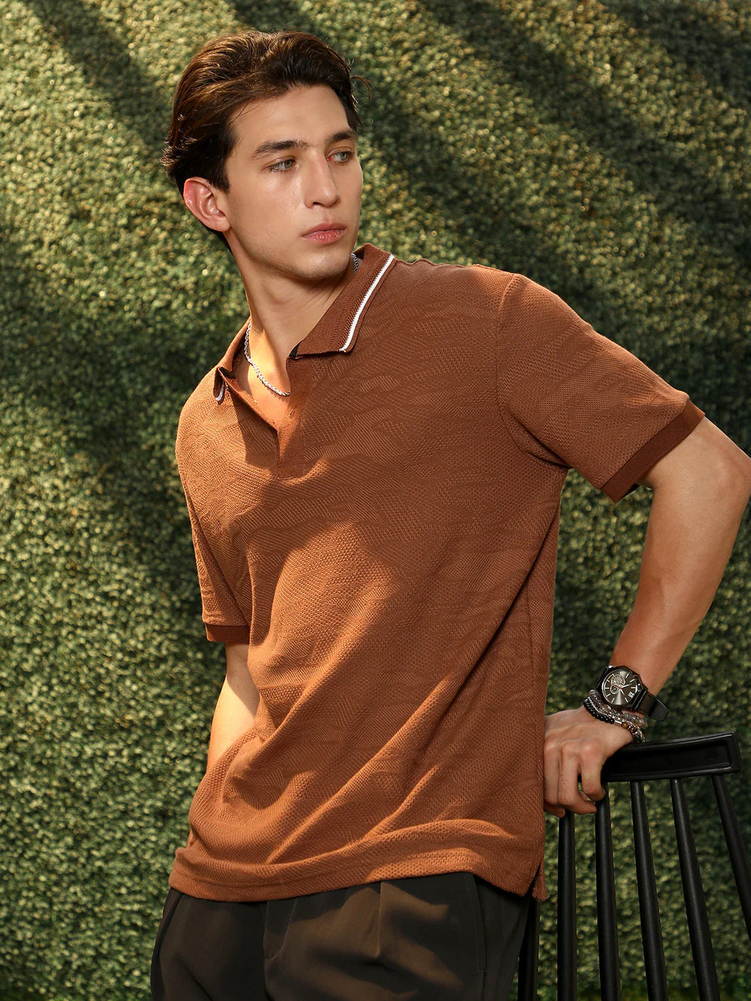 Tactile-Knitted Polo T-Shirt - Image 3