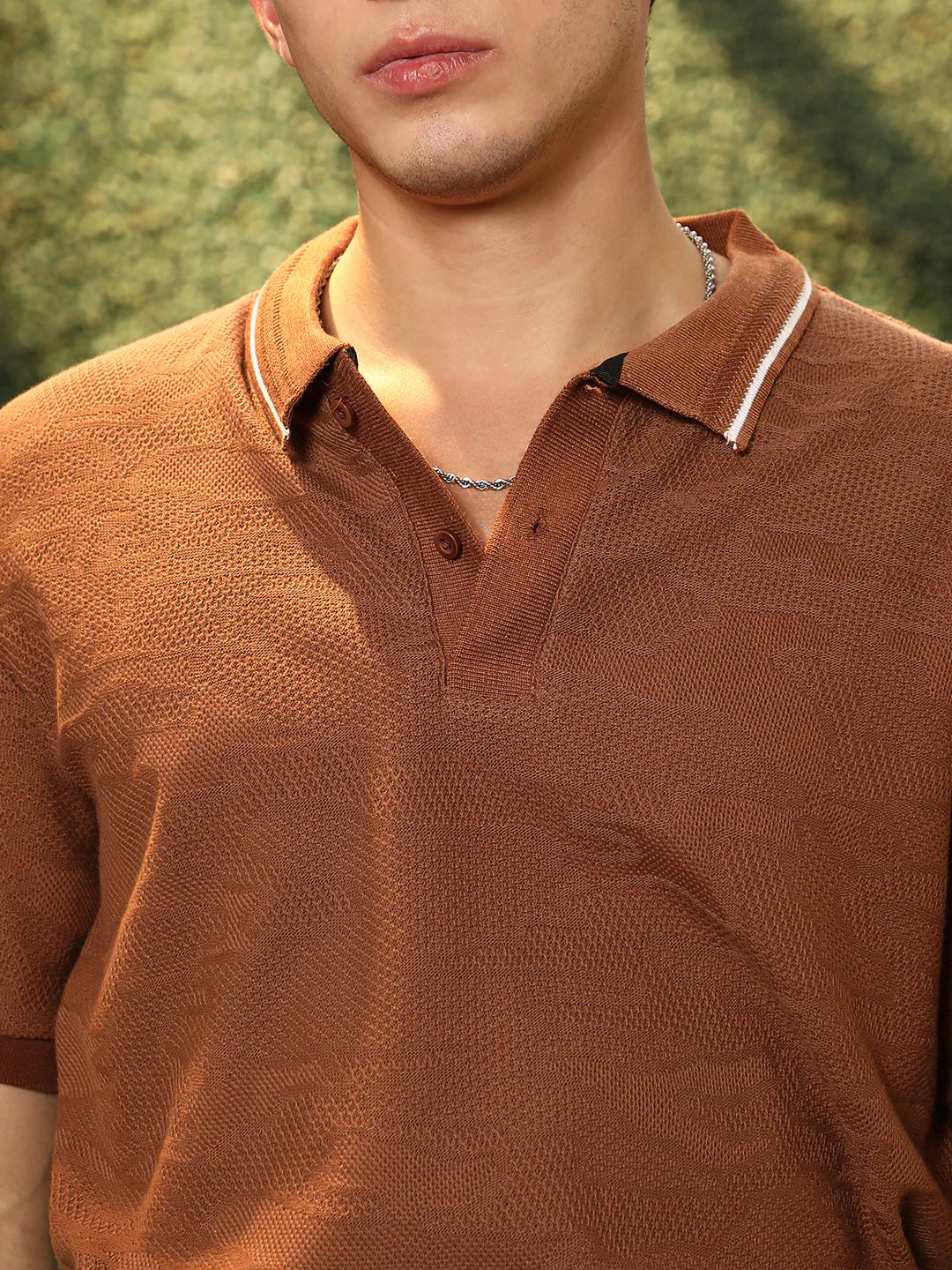 Tactile-Knitted Polo T-Shirt - Image 7