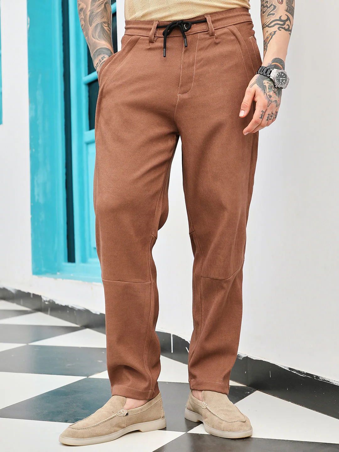 Twill-Panelled Chino Trousers - Image 2