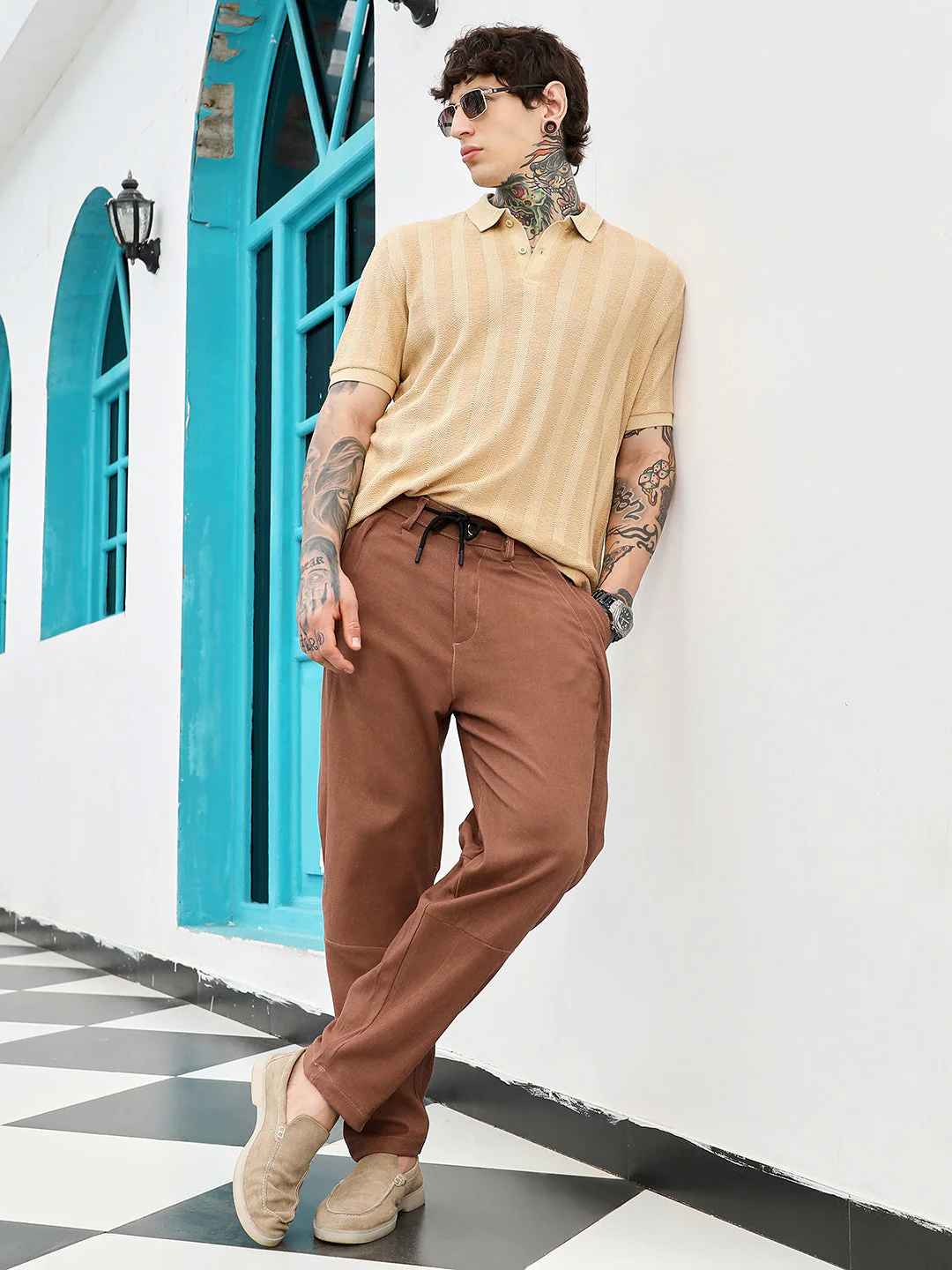 Twill-Panelled Chino Trousers - Image 6