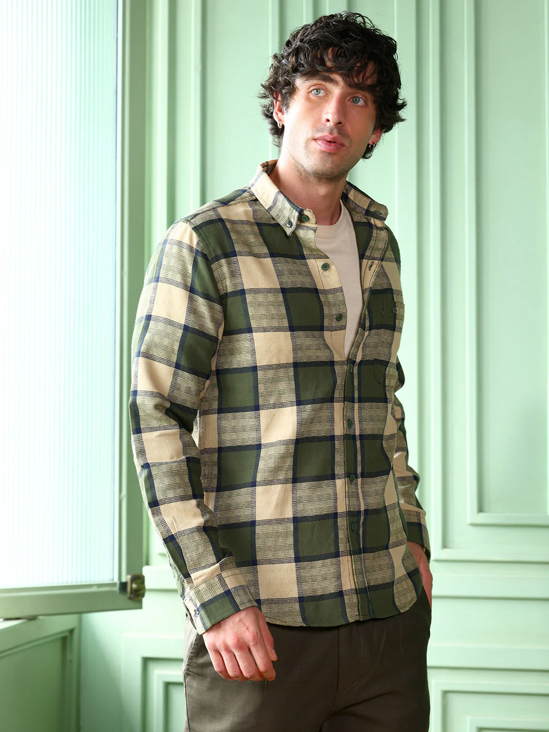 Button-Down Block-Check Shirt - Image 3