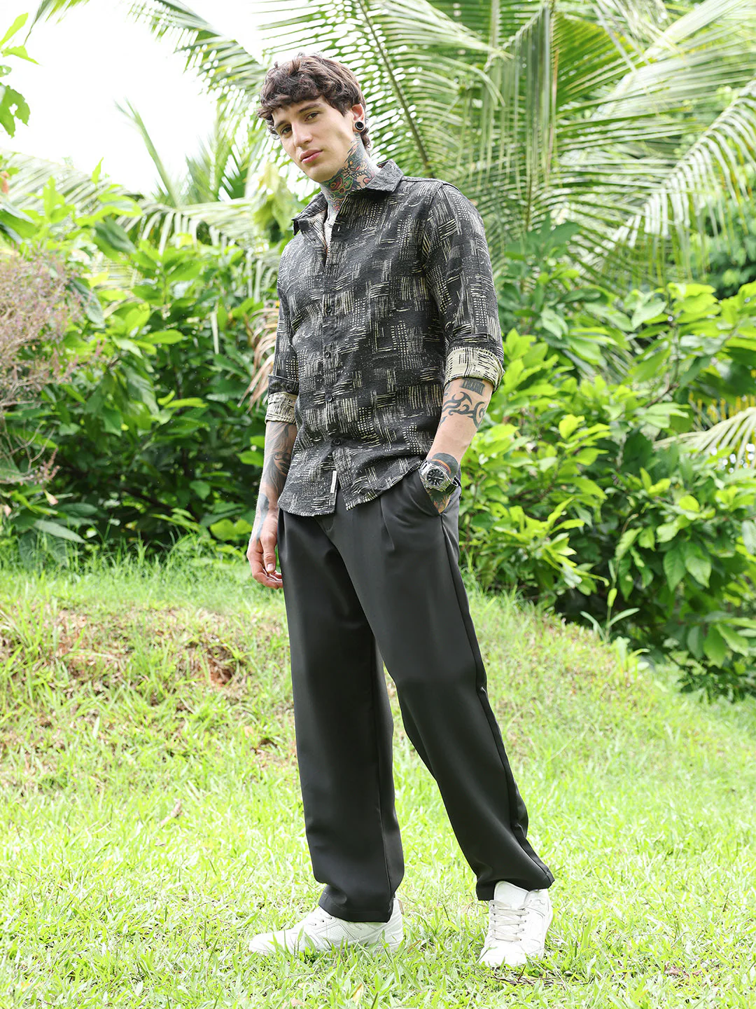 Contrast Scratch-Jacquard Shirt - Image 5