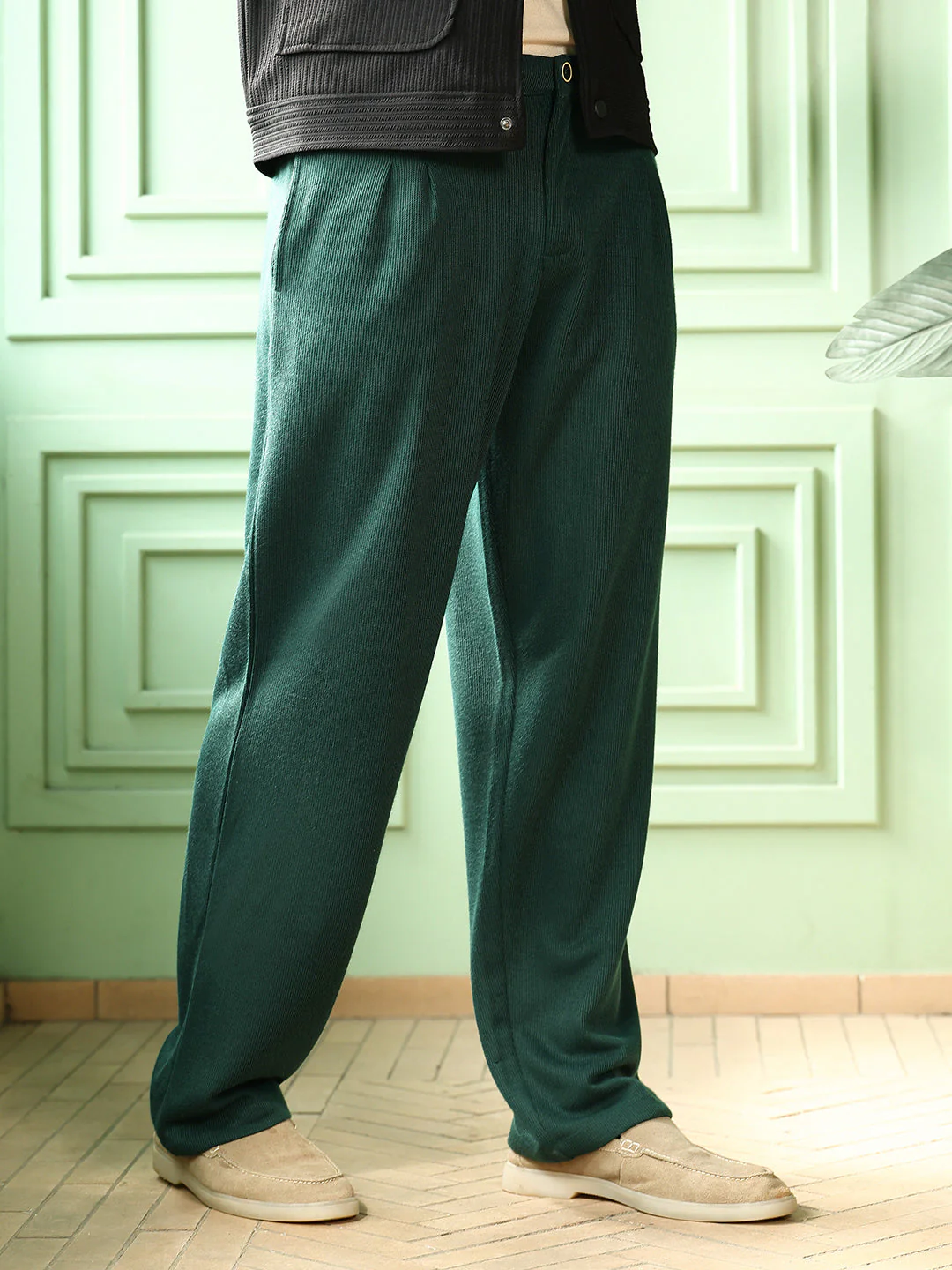 Pleated-Ribbed Trousers - Image 3