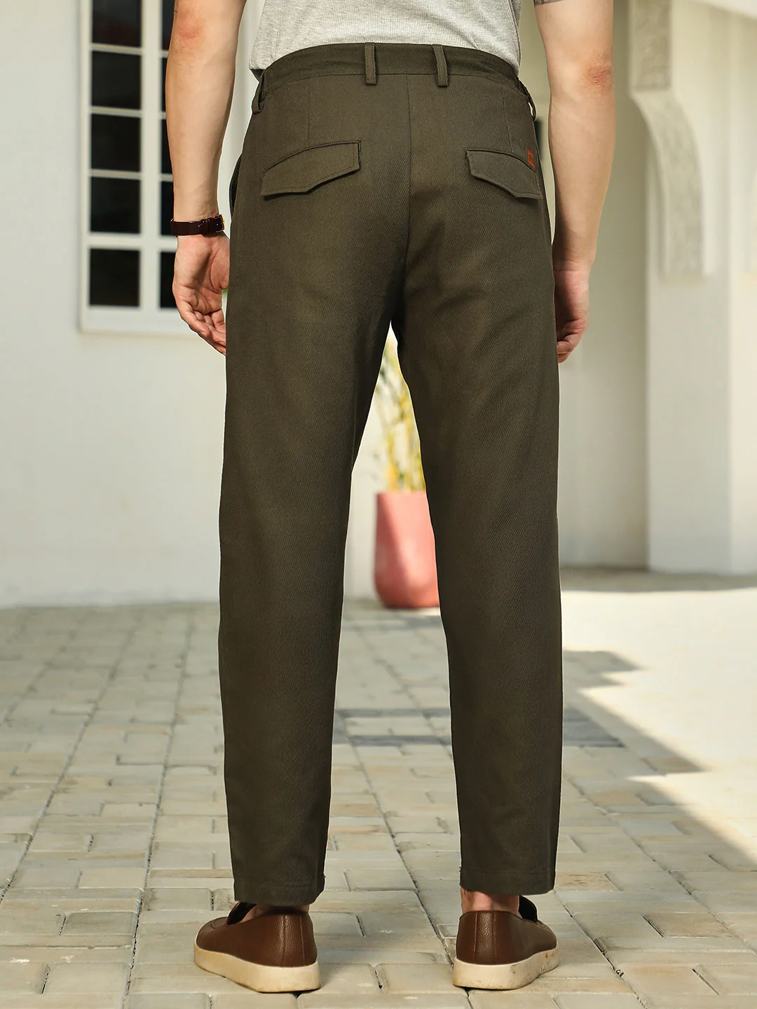 Ribbed-Pleated Chino Trousers - Image 4