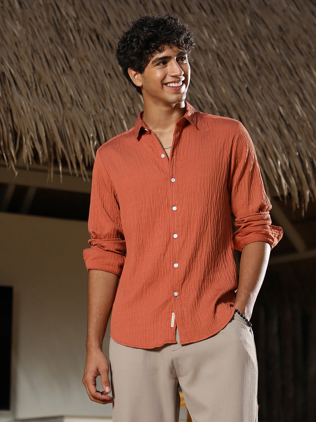 Solid Creased-Tactile Shirt - Image 2