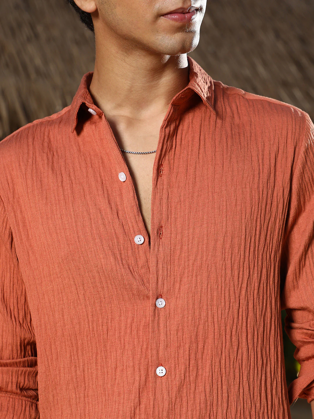 Solid Creased-Tactile Shirt - Image 7