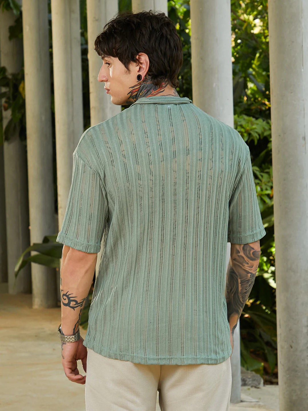 Duo-Striped Relaxed Polo T-Shirt - Image 4