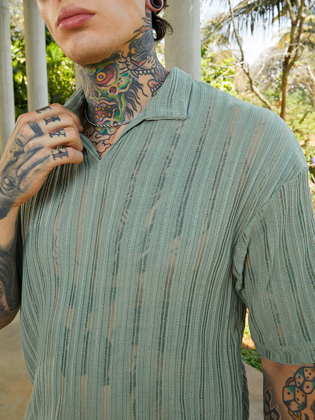 Duo-Striped Relaxed Polo T-Shirt - Image 7