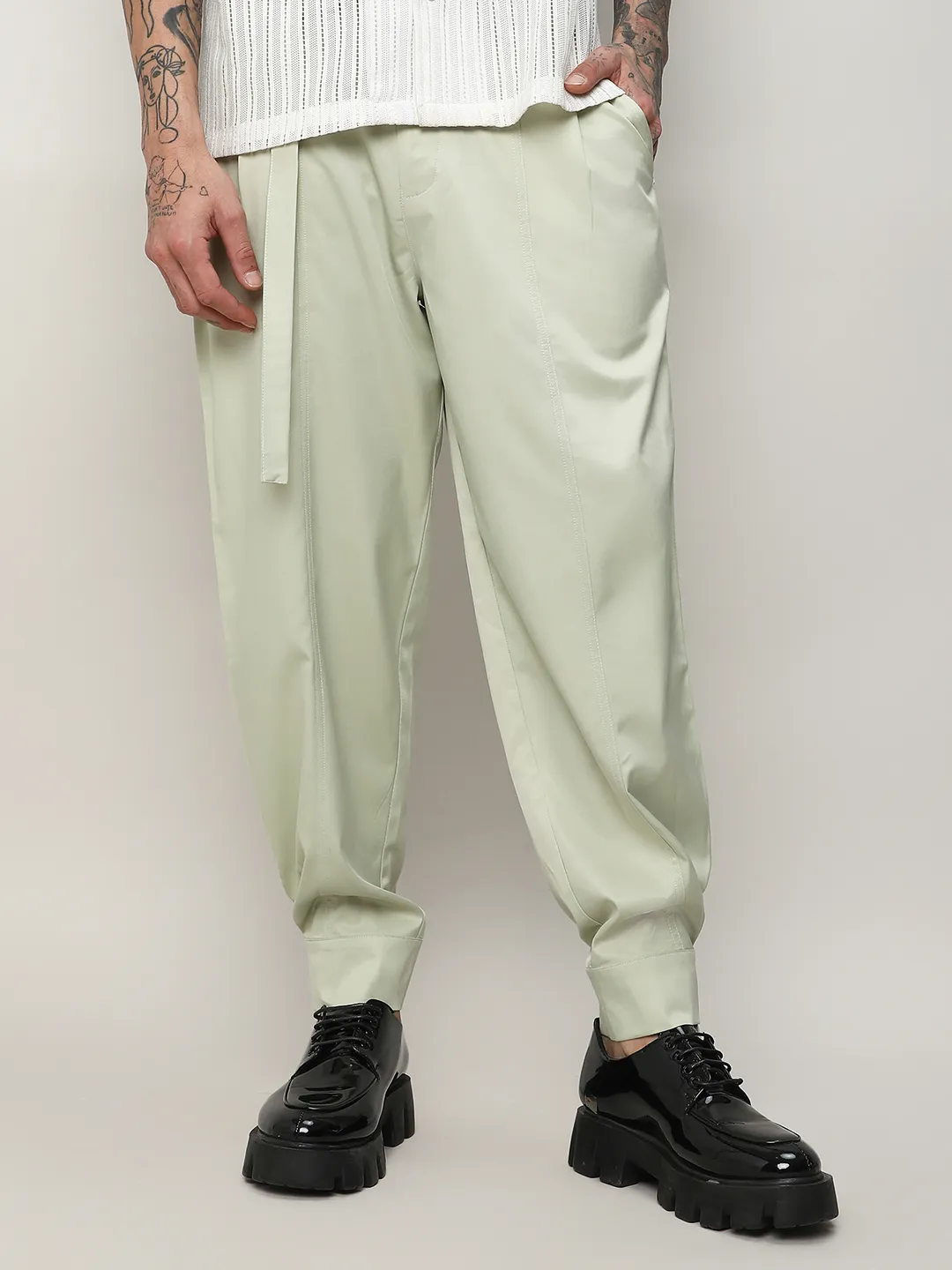 Satin Tapered Trousers - Image 2