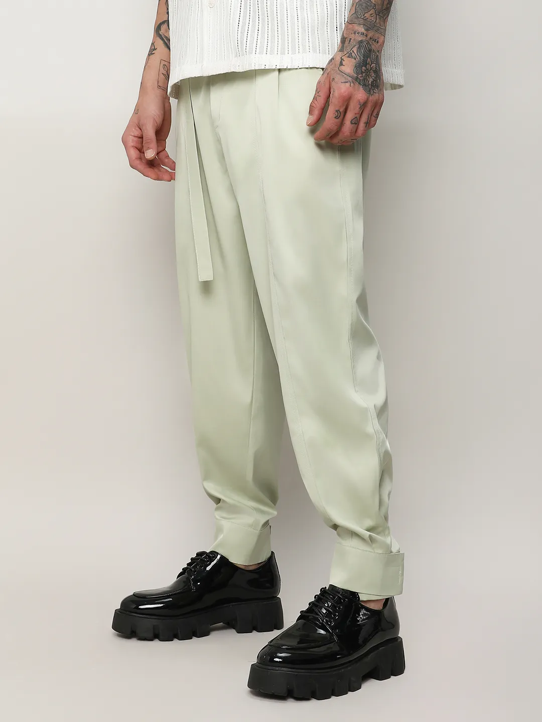 Satin Tapered Trousers - Image 3