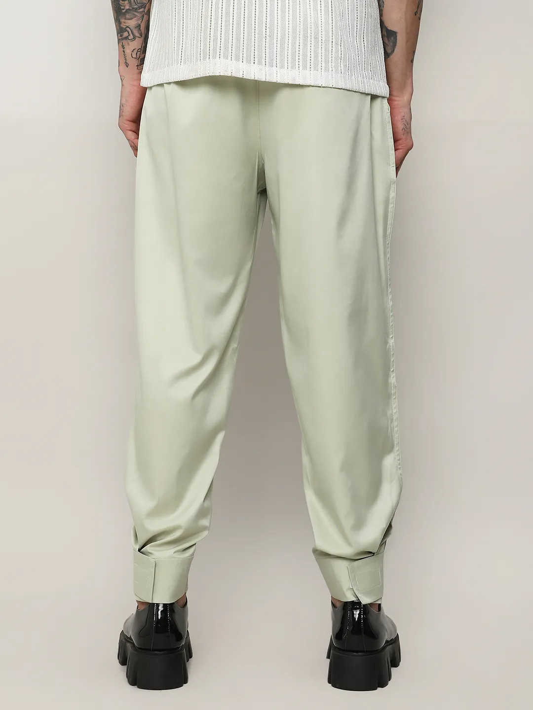 Satin Tapered Trousers - Image 4