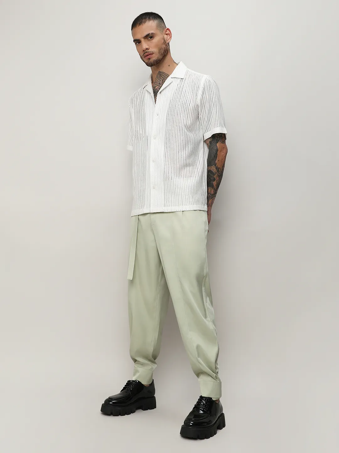 Satin Tapered Trousers - Image 5