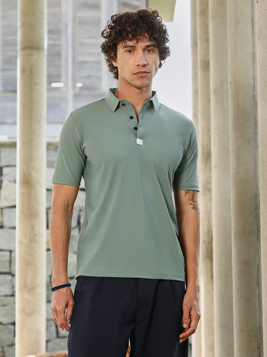 Seamless Waffle Polo T-Shirt - Image 2