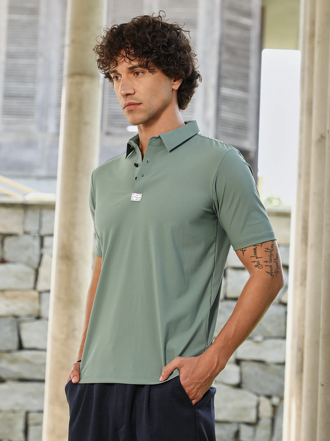 Seamless Waffle Polo T-Shirt - Image 3