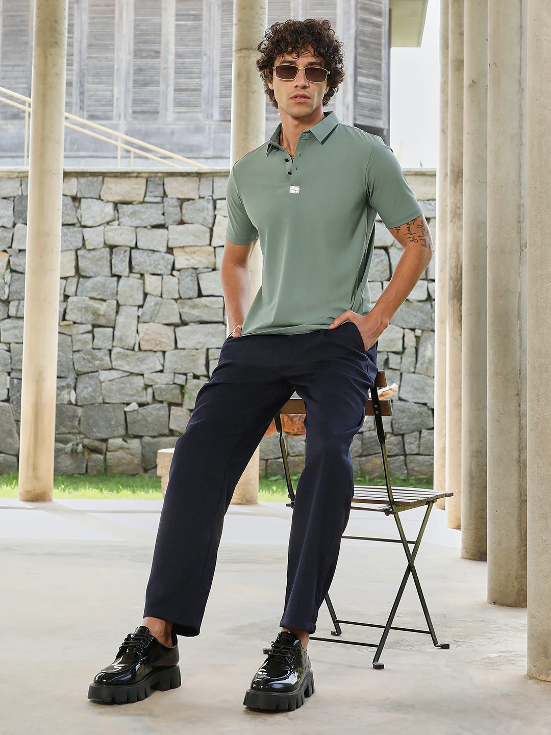 Seamless Waffle Polo T-Shirt - Image 6