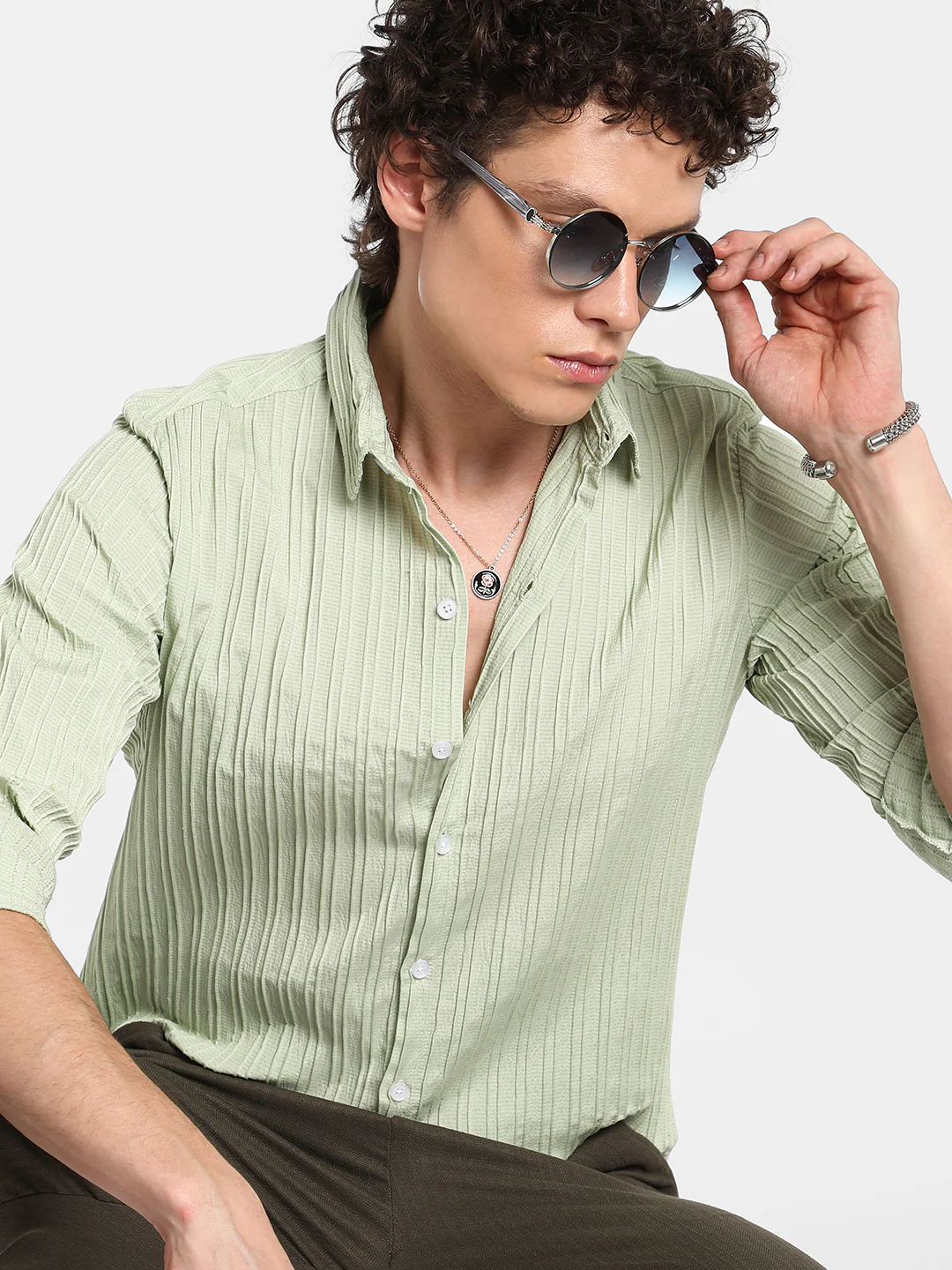 Self-Design Striped Shirt - Image 8
