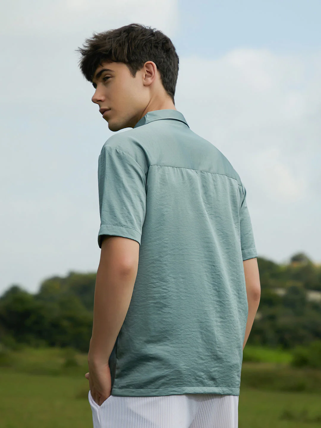 Solid Flap Oversized Shirt - Image 4