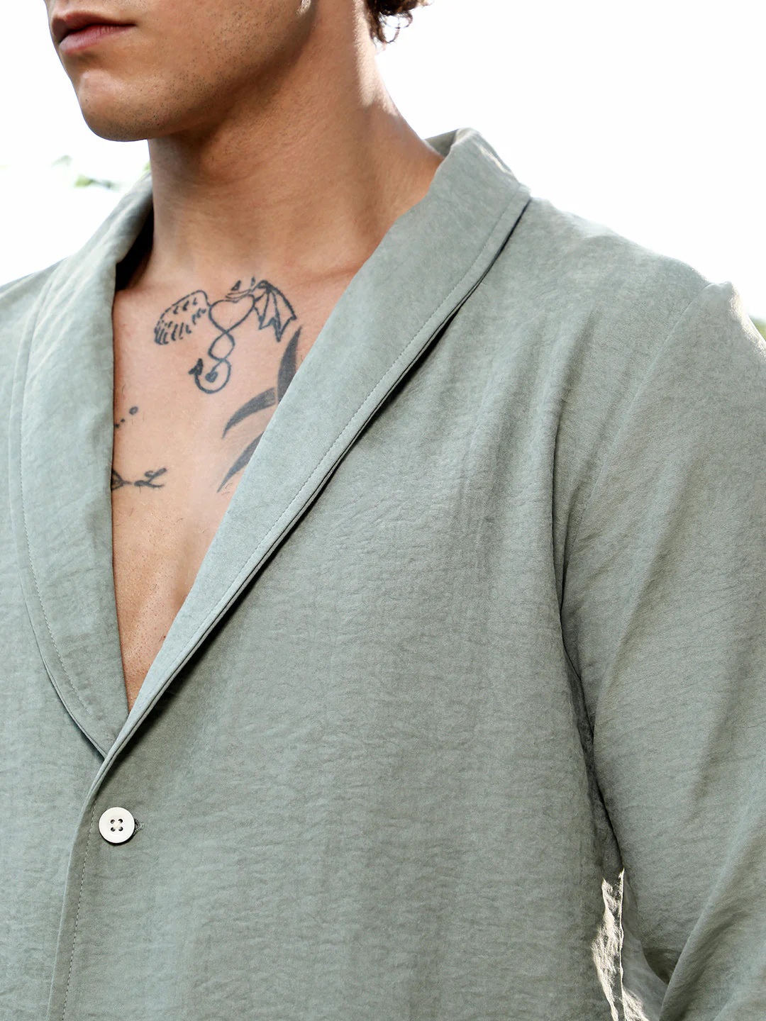 Solid Shawl Collar Oversized Shirt - Image 7