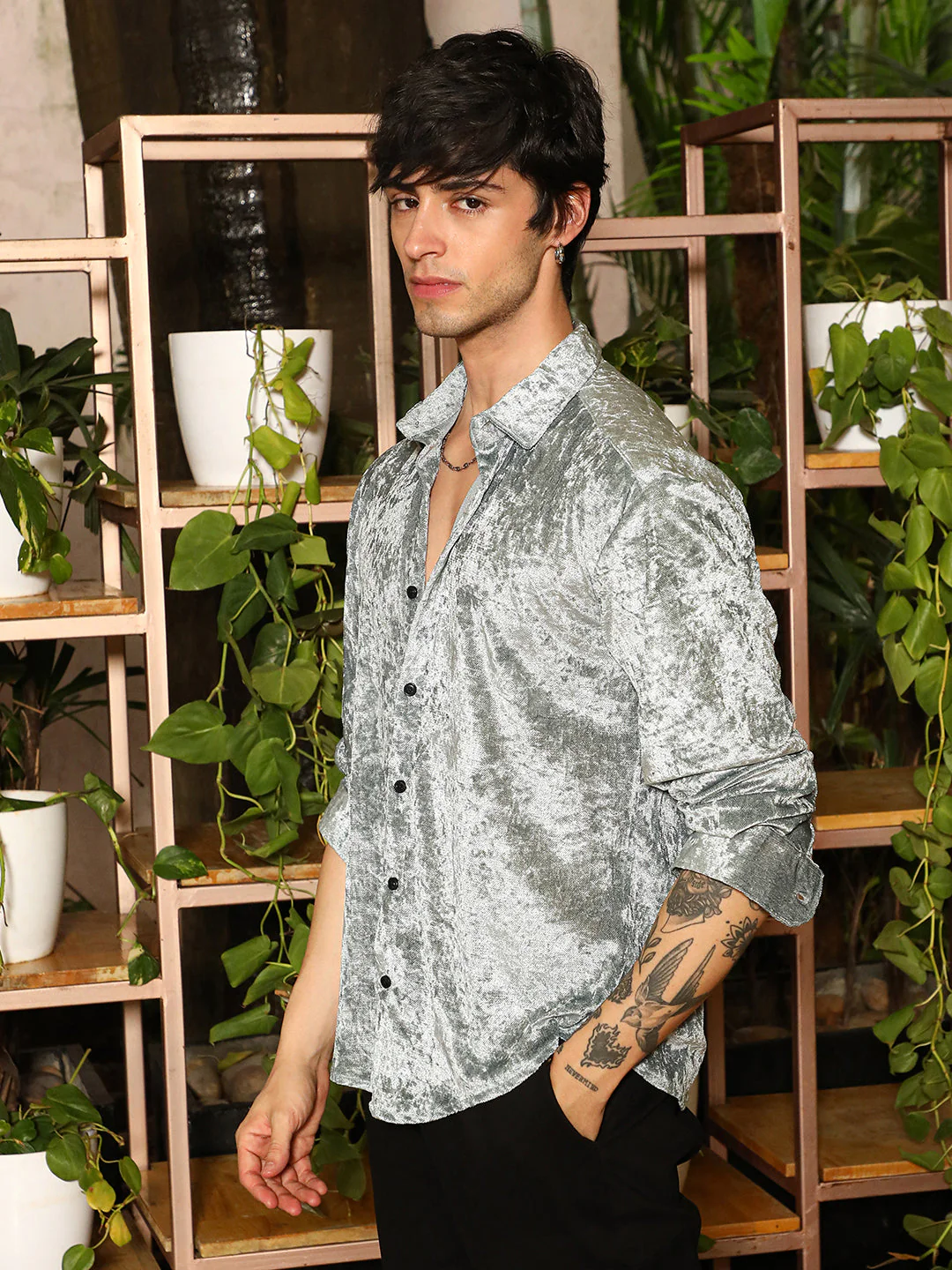 Solid Velvet Shirt - Image 3