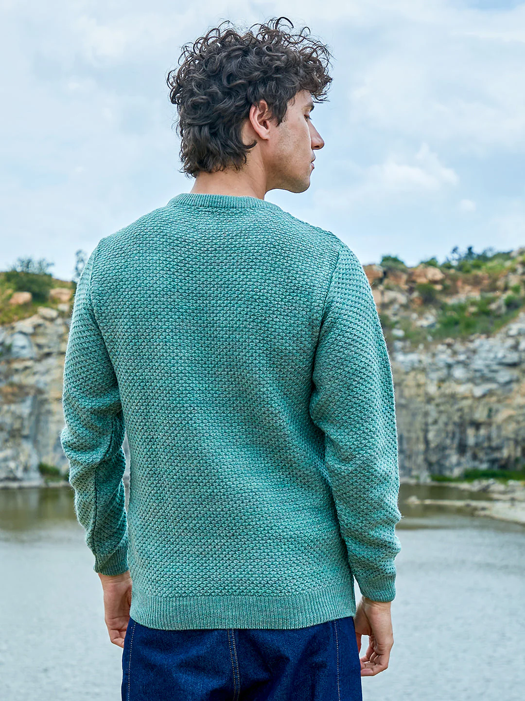 Men's Textured Knit Pullover Sweater - Image 4