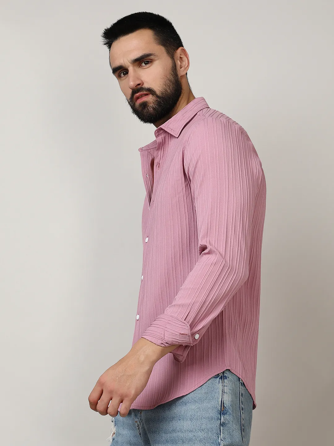 Self-Design Striped Shirt - Image 5