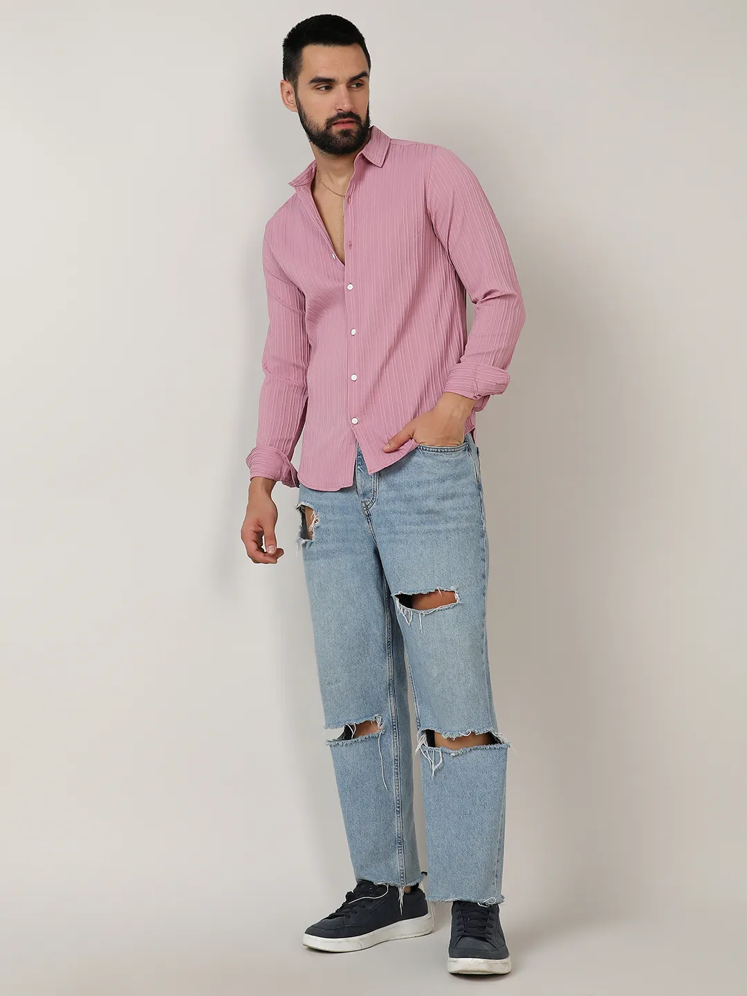 Self-Design Striped Shirt - Image 7