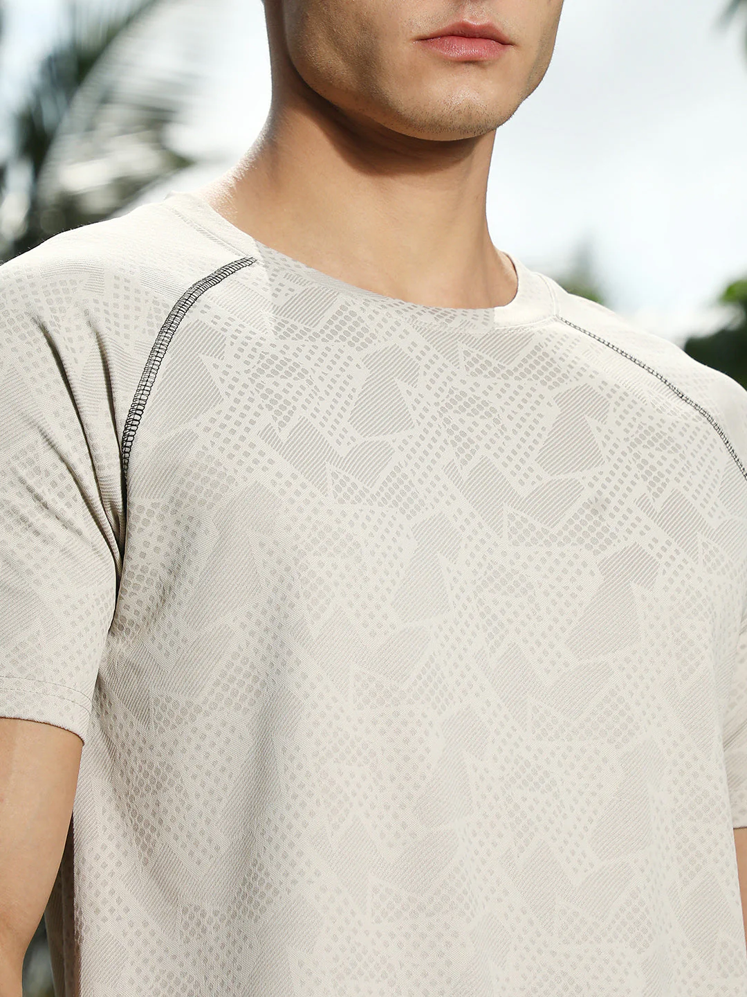 Saltbox Beige Abstract-Imprint Activewear T-Shirt - Image 7