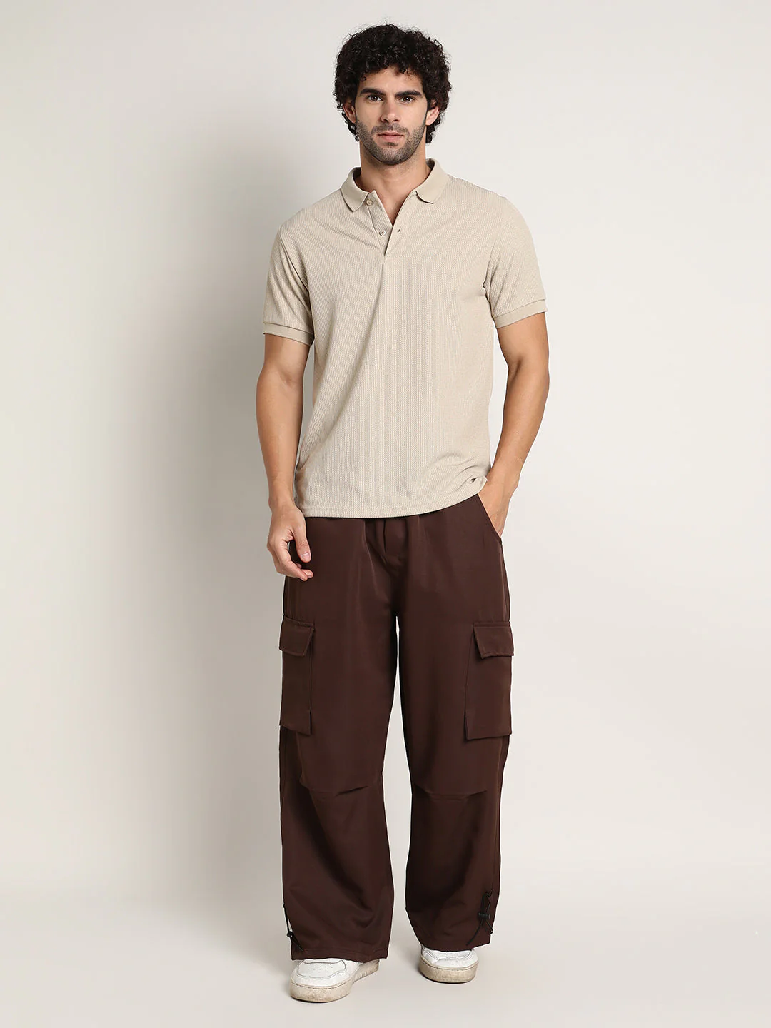 Chainlink-Ribbed Polo T-Shirt - Image 5