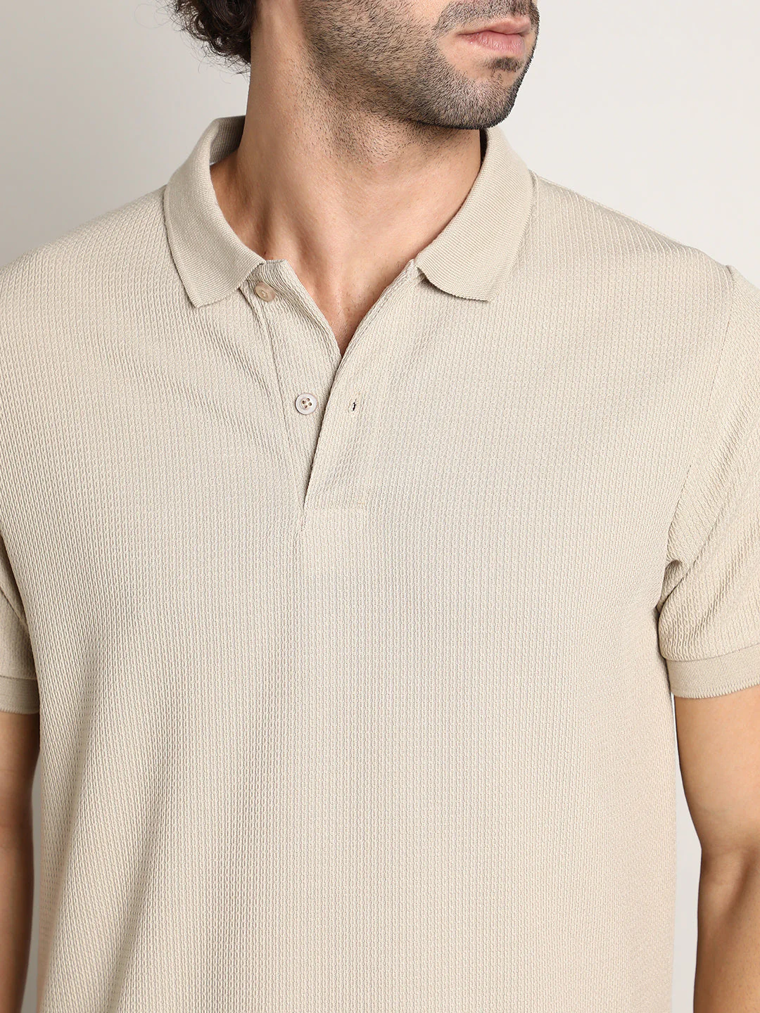 Chainlink-Ribbed Polo T-Shirt - Image 7