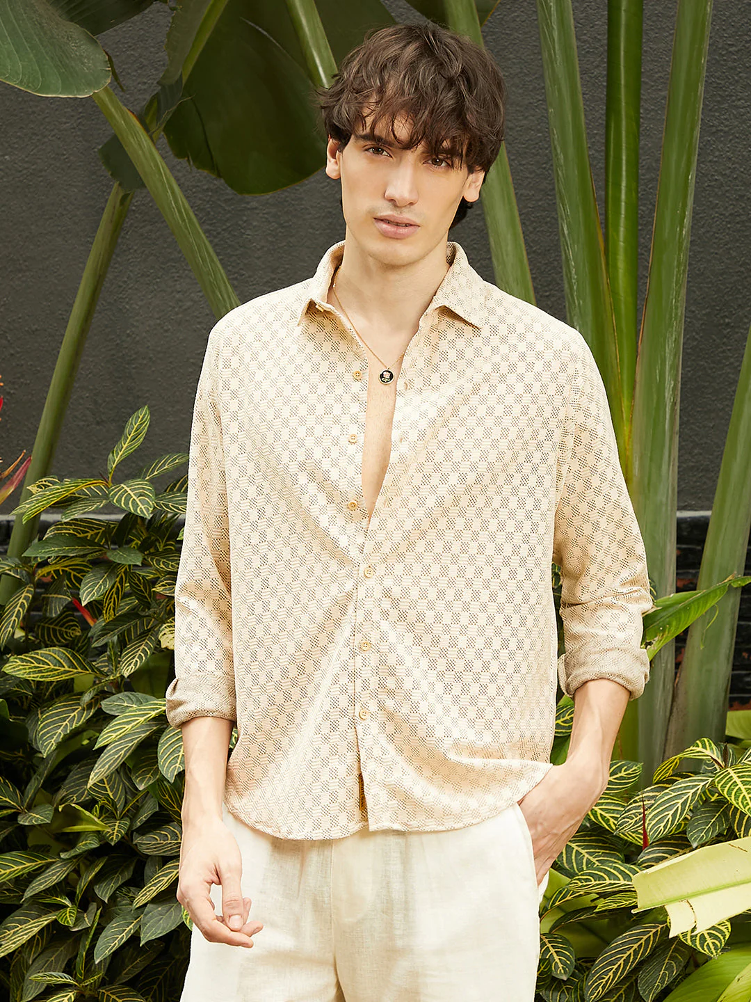 Checkered-Textured Shirt - Image 2