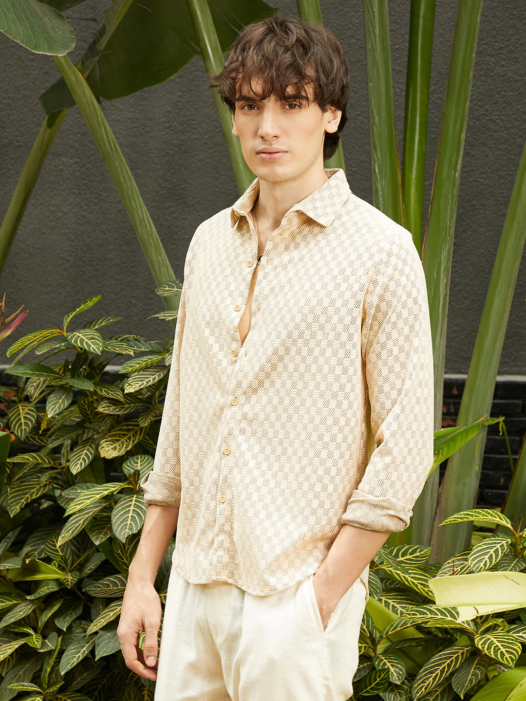 Checkered-Textured Shirt - Image 3