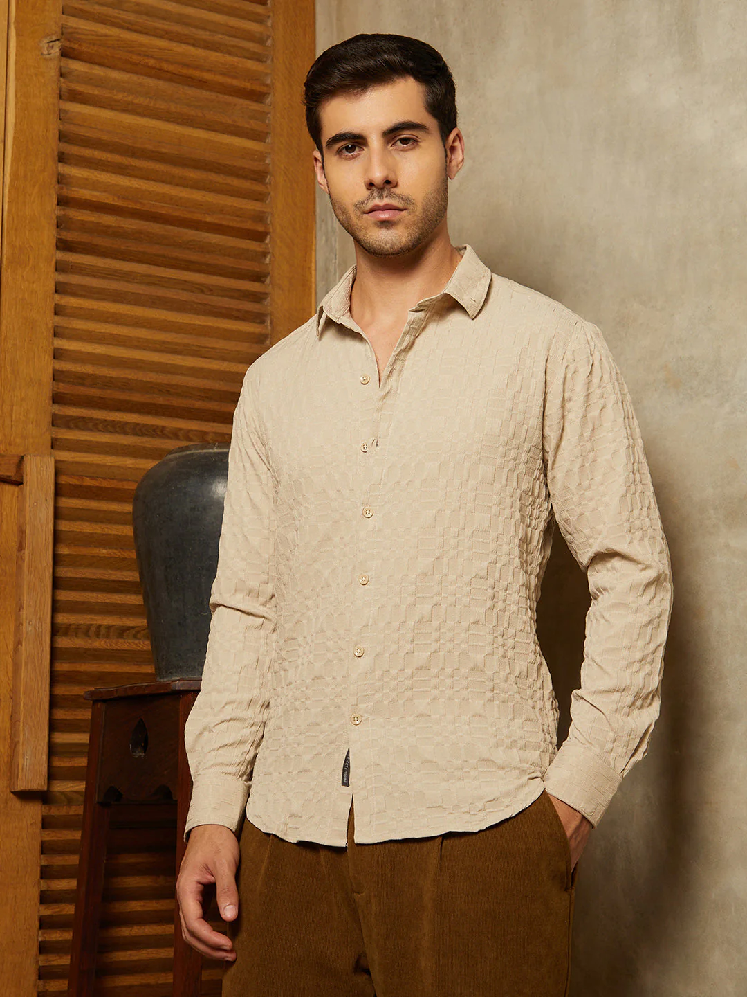 Embossed Geometric Shirt - Image 3