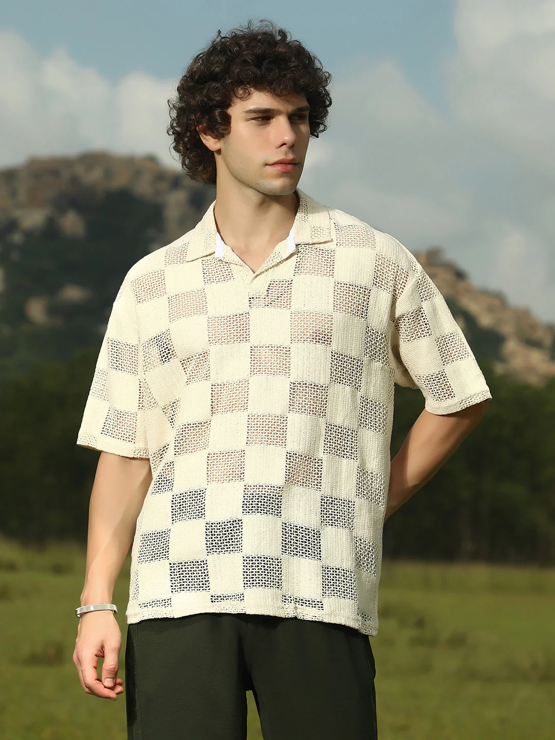 Grid Oversized Polo T-Shirt - Image 2