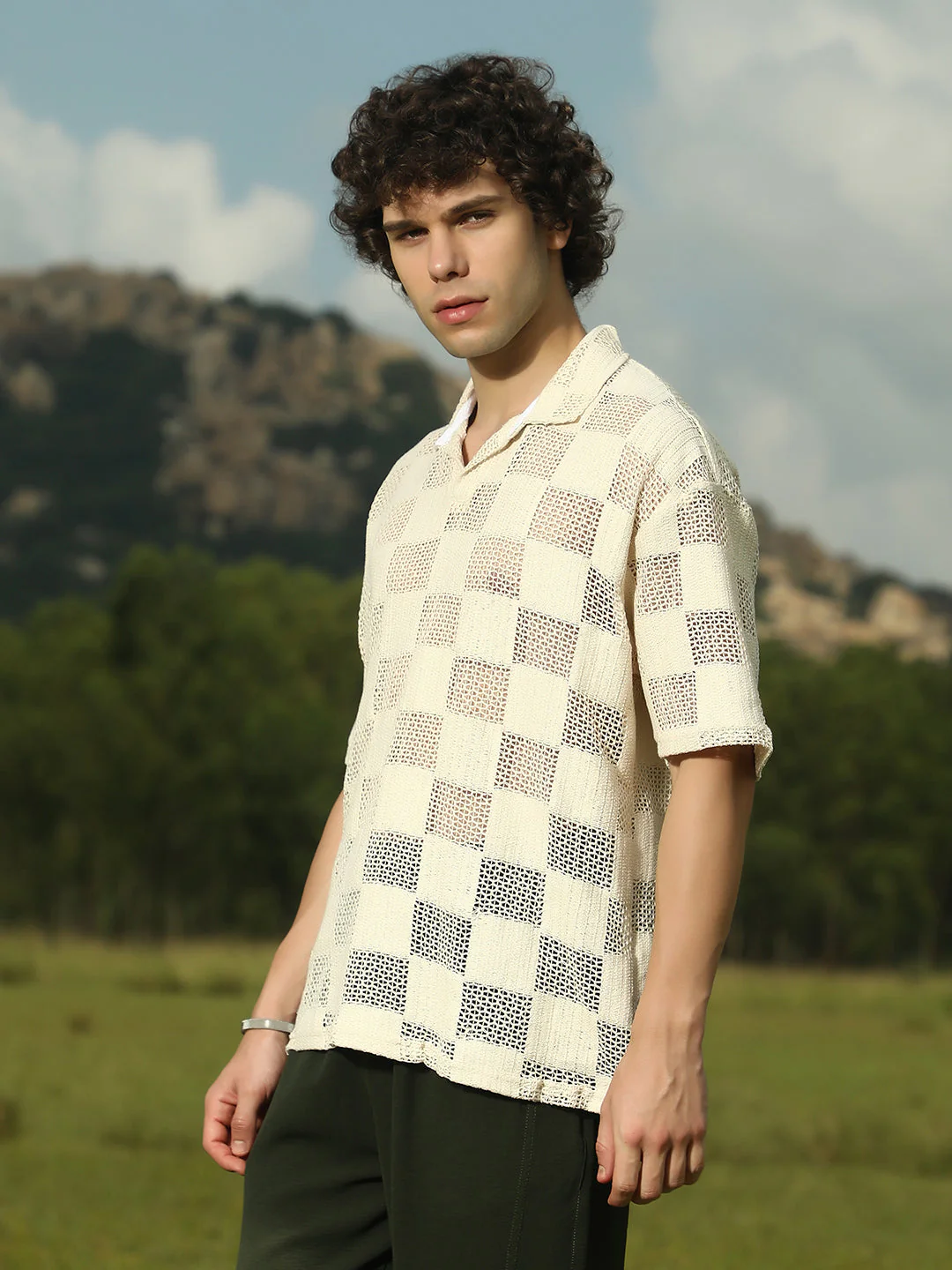 Grid Oversized Polo T-Shirt - Image 3