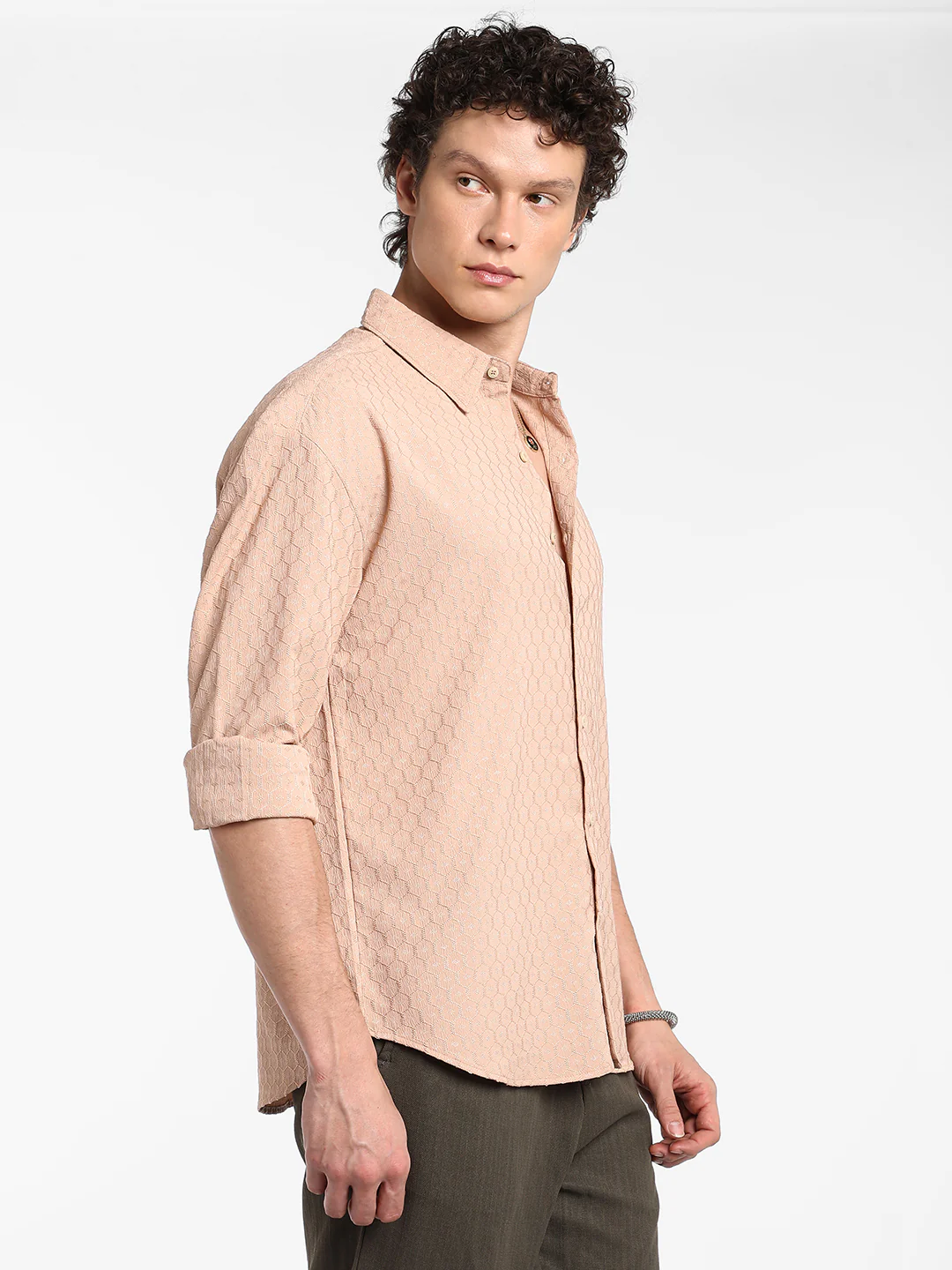 Honeycomb-Textured Oversized Shirt - Image 11