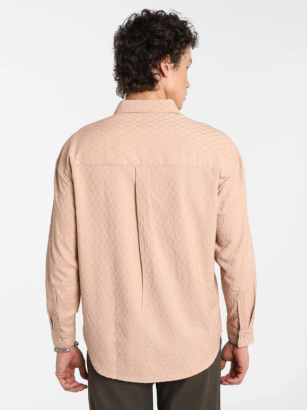 Honeycomb-Textured Oversized Shirt - Image 12