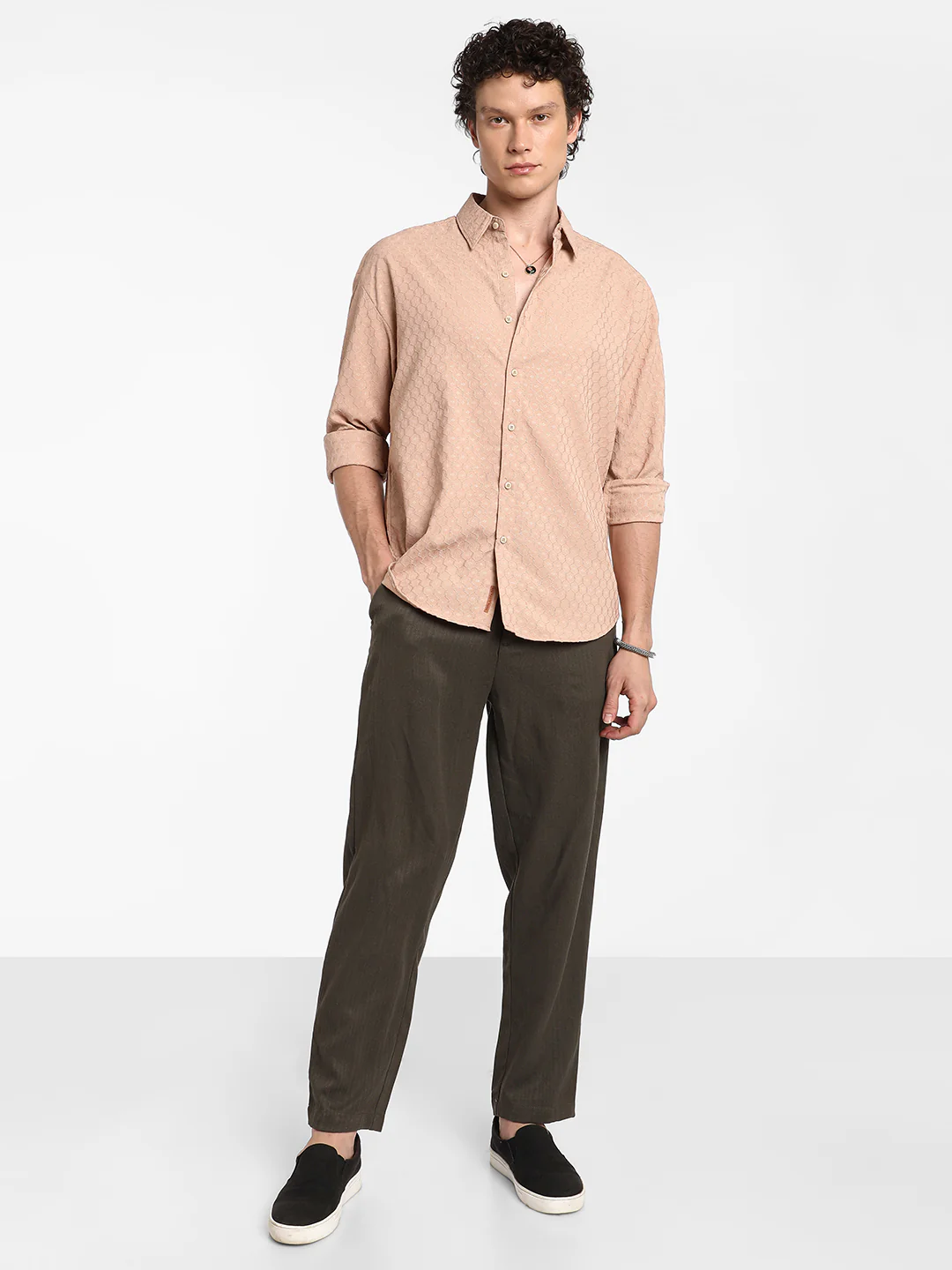 Honeycomb-Textured Oversized Shirt - Image 13