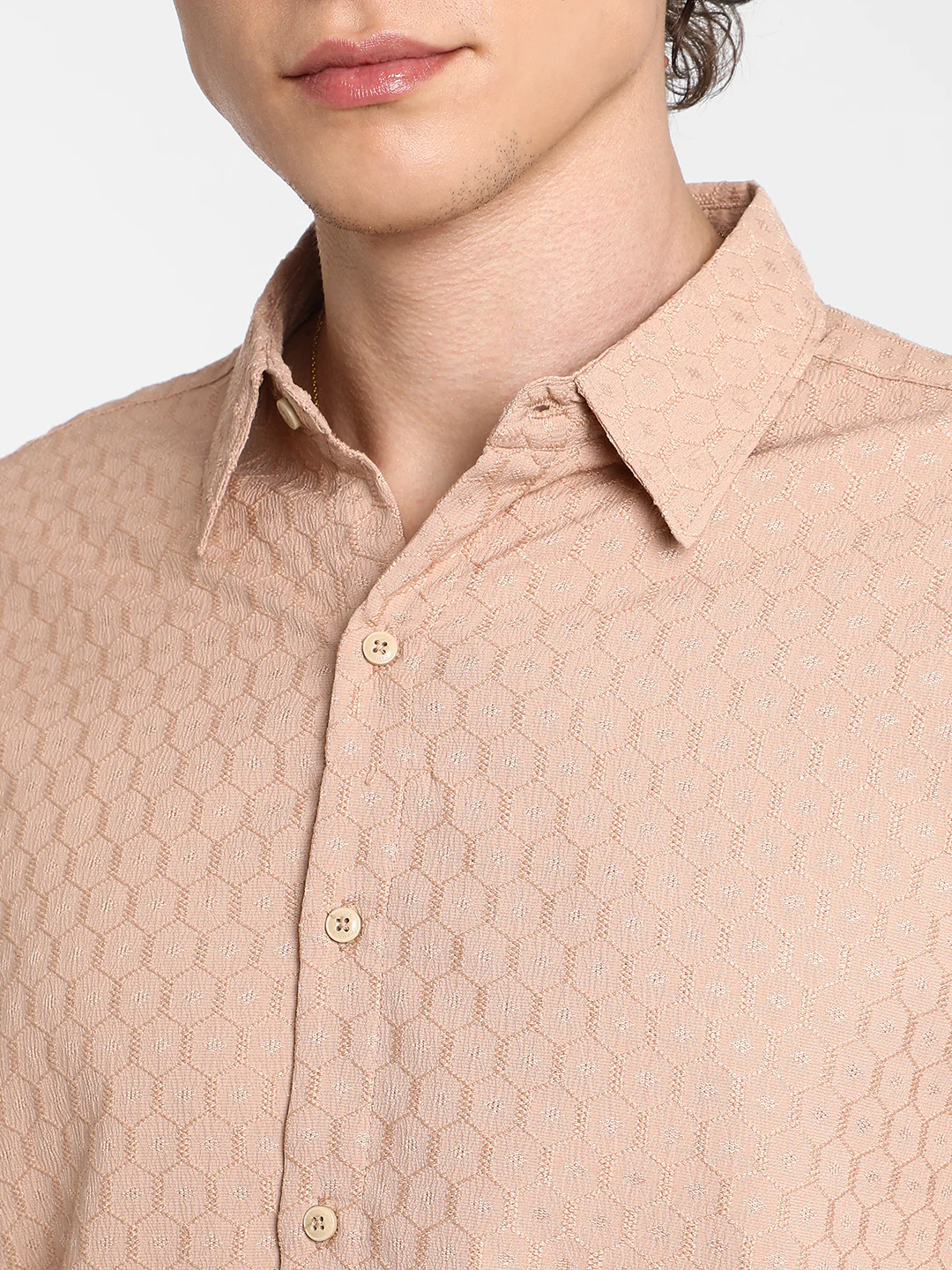 Honeycomb-Textured Oversized Shirt - Image 15