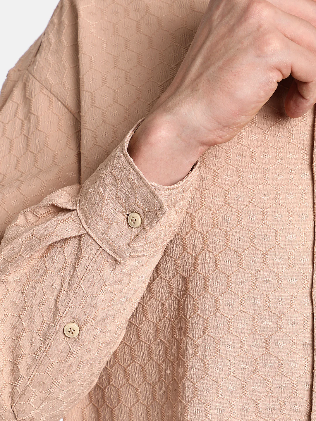 Honeycomb-Textured Oversized Shirt - Image 16