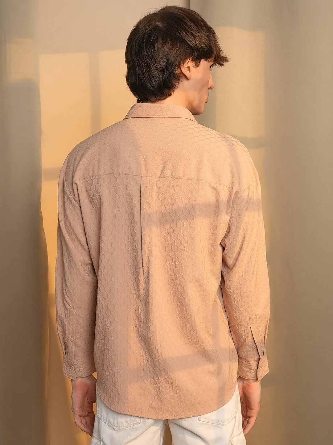Honeycomb-Textured Oversized Shirt - Image 4