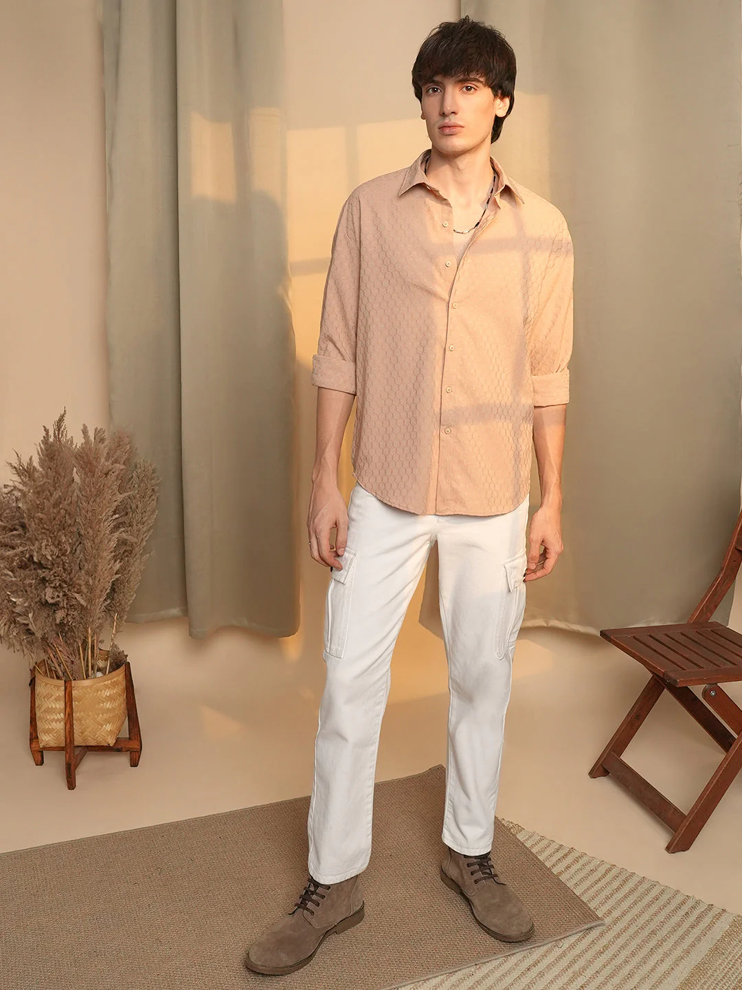 Honeycomb-Textured Oversized Shirt - Image 5