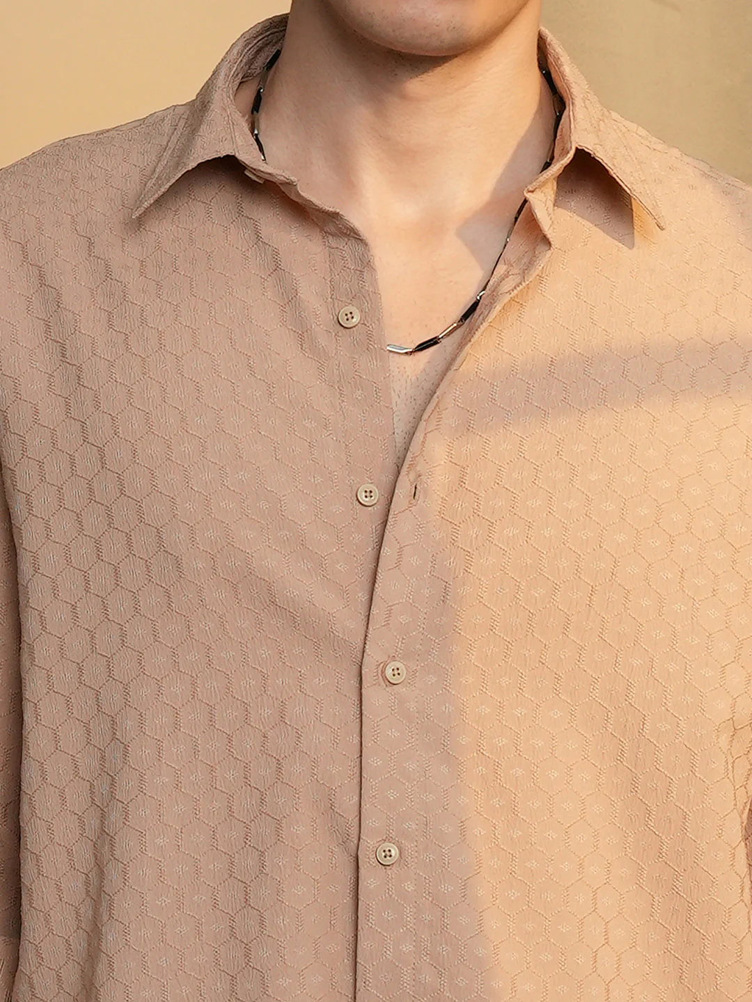 Honeycomb-Textured Oversized Shirt - Image 7