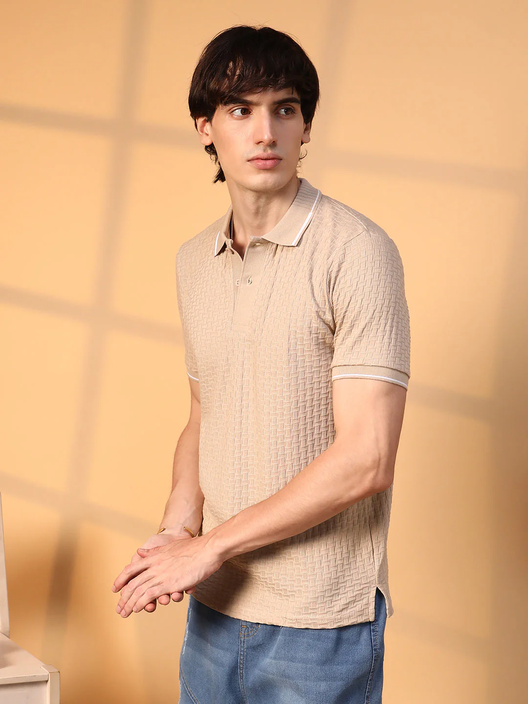 Interweave-Textured Polo T-Shirt - Image 4