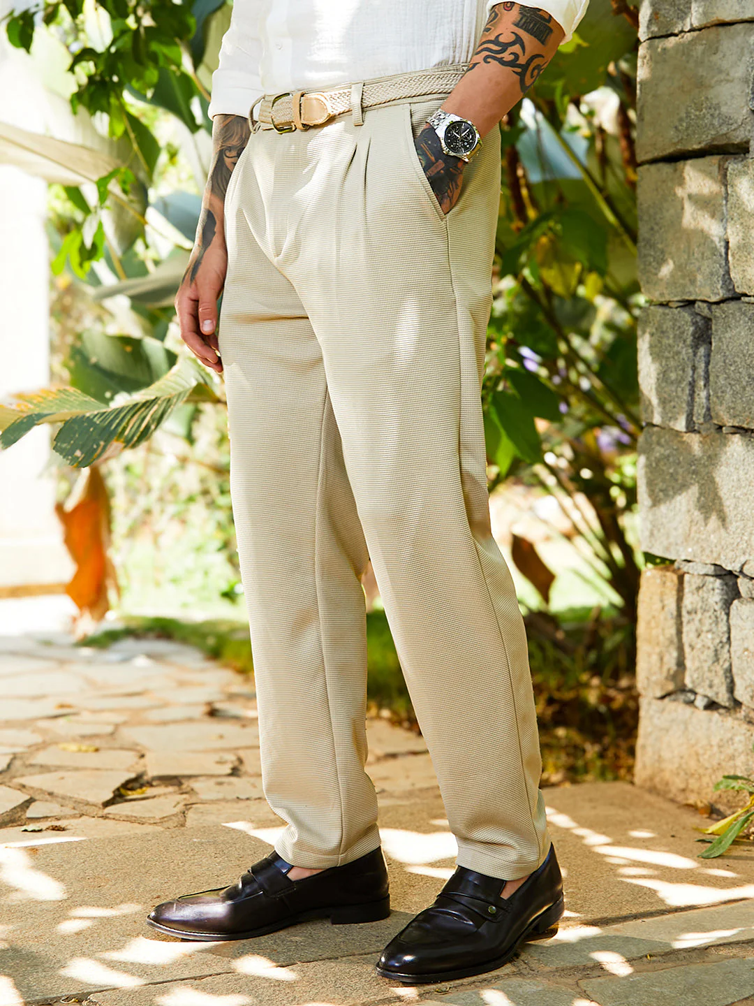Micro-Waffle Chino Trousers - Image 3
