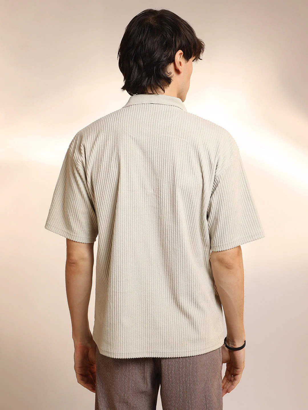 Ribbed Oversized Polo T-Shirt - Image 4