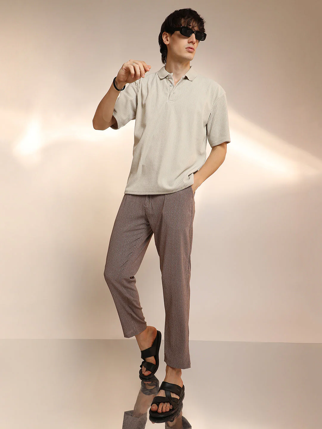 Ribbed Oversized Polo T-Shirt - Image 6