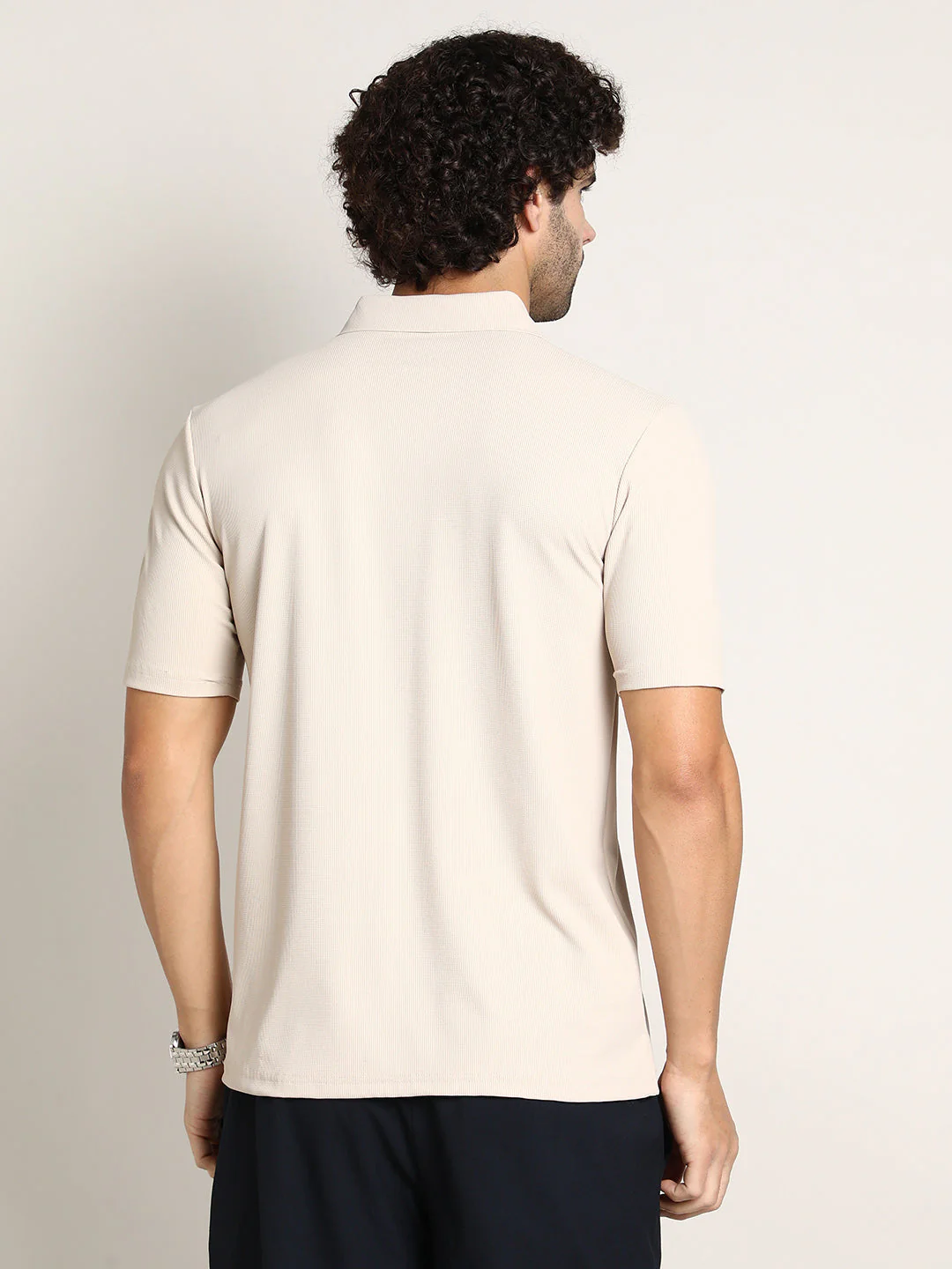 Seamless Ribbed Polo T-Shirt - Image 4